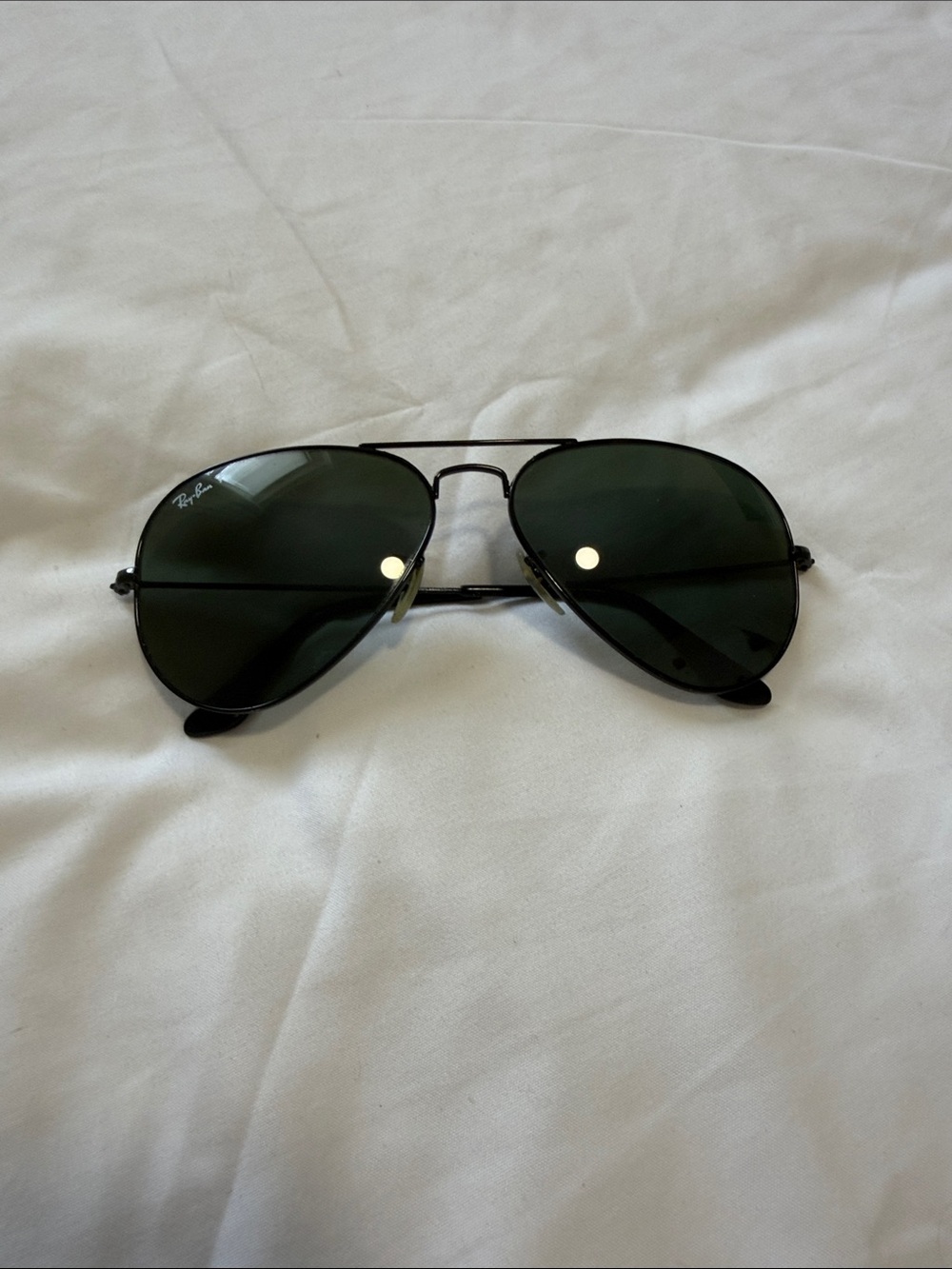 Ray-Ban Aviator Sunglasses - Black Frame with Green Lenses